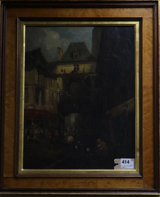 French School (19th Century) Street scene with figures 17.5 x 13.5in.